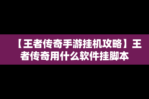 【王者传奇手游挂机攻略】王者传奇用什么软件挂脚本