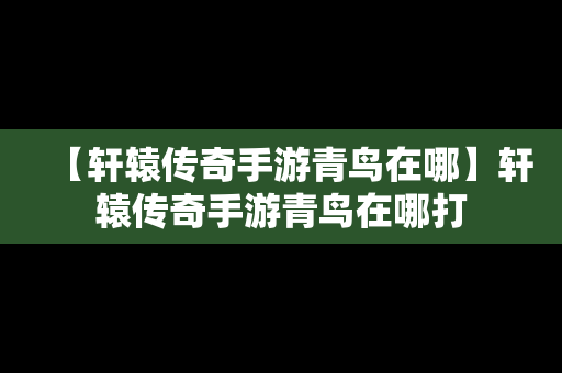 【轩辕传奇手游青鸟在哪】轩辕传奇手游青鸟在哪打