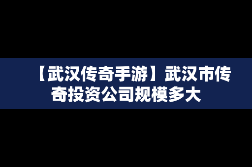 【武汉传奇手游】武汉市传奇投资公司规模多大