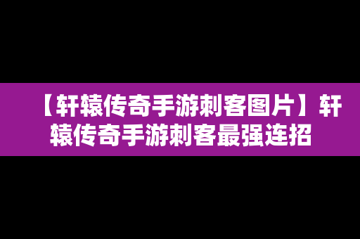 【轩辕传奇手游刺客图片】轩辕传奇手游刺客最强连招