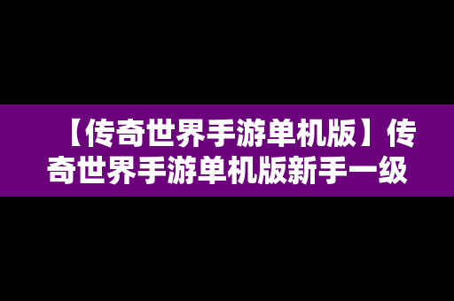 【传奇世界手游单机版】传奇世界手游单机版新手一级起步
