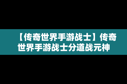 【传奇世界手游战士】传奇世界手游战士分道战元神