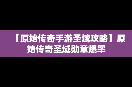 【原始传奇手游圣域攻略】原始传奇圣域勋章爆率
