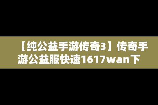 【纯公益手游传奇3】传奇手游公益服快速1617wan下载