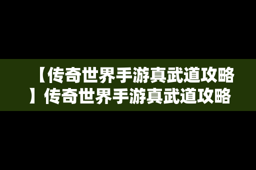 【传奇世界手游真武道攻略】传奇世界手游真武道攻略视频