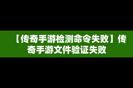 【传奇手游检测命令失败】传奇手游文件验证失败