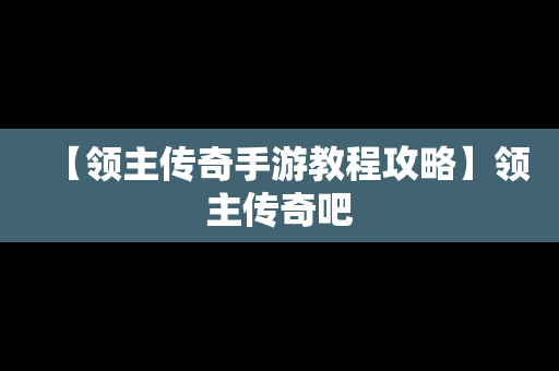【领主传奇手游教程攻略】领主传奇吧