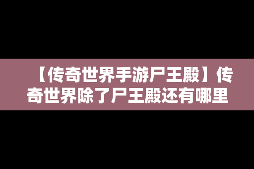 【传奇世界手游尸王殿】传奇世界除了尸王殿还有哪里刷尸王