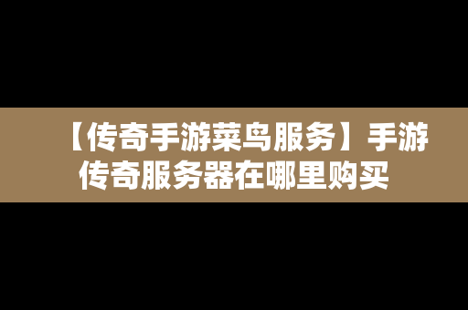 【传奇手游菜鸟服务】手游传奇服务器在哪里购买