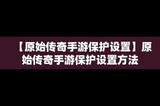 【原始传奇手游保护设置】原始传奇手游保护设置方法